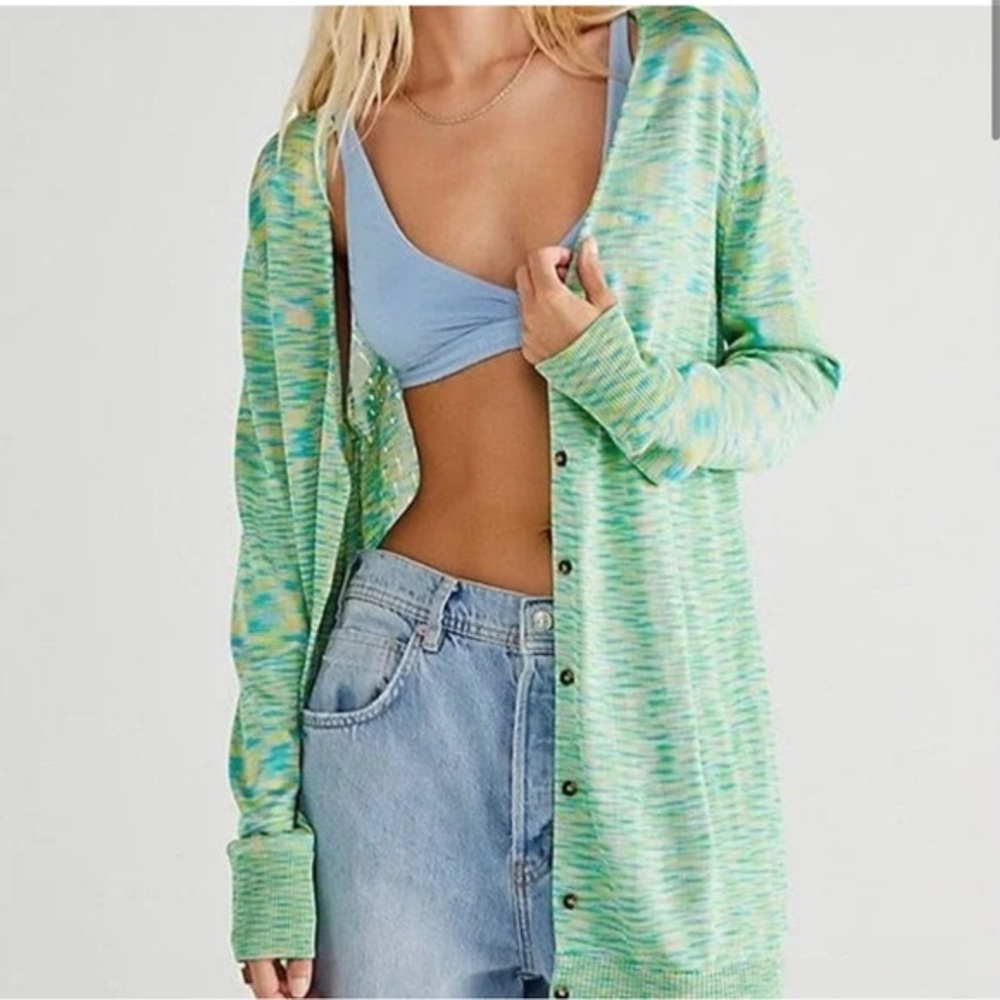 FREE PEOPLE Small Into The Night Longline Tunic Cardigan Sweater